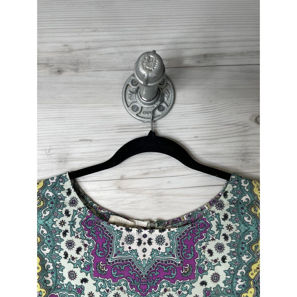 Talbots Sleeveless Shirt Womens Large Multi Color Paisley Print Zip Back Top - Picture 2 of 9